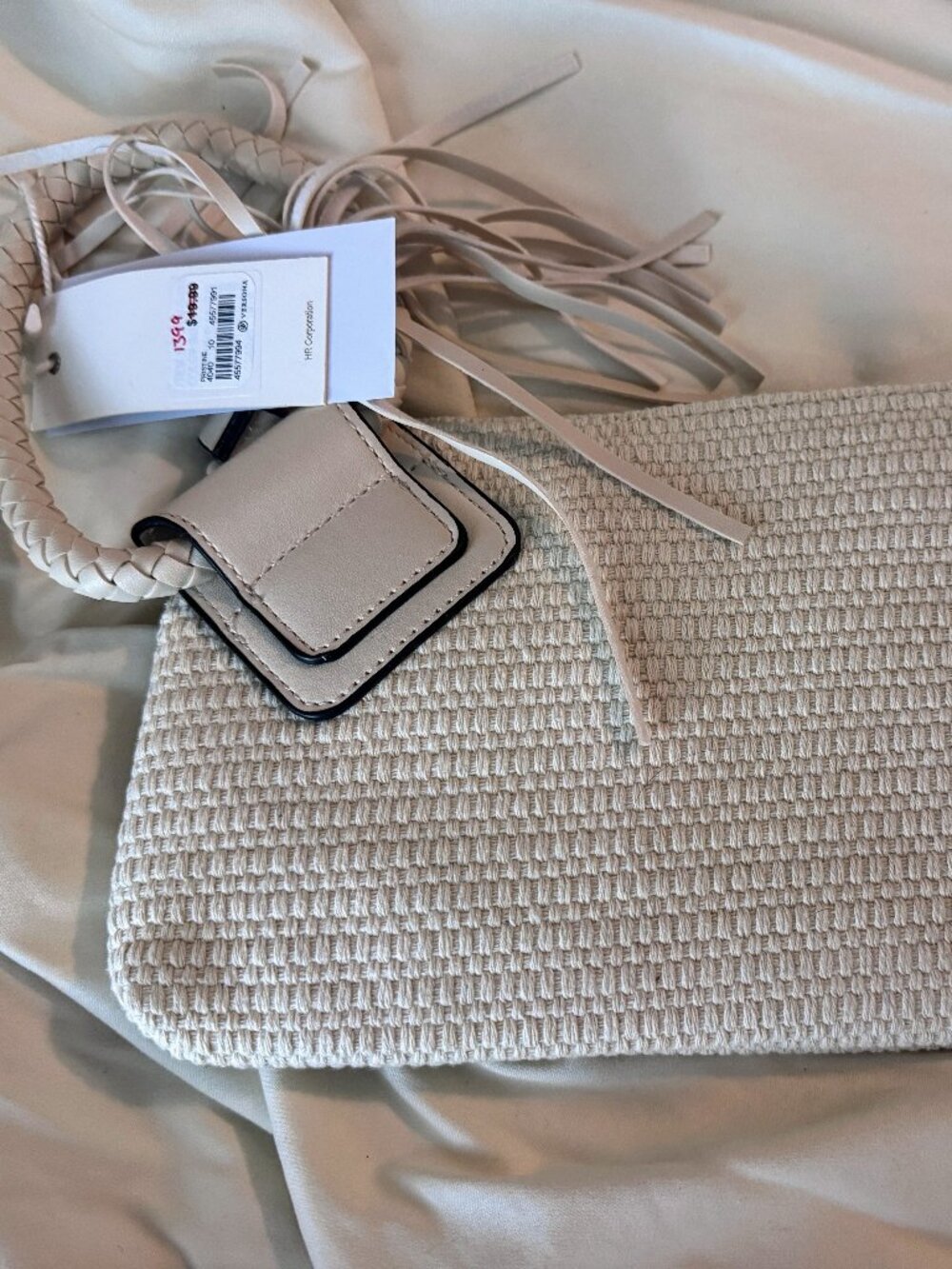 Metro Muse Cream Woven Wristlet Crossbody Clutch NWT